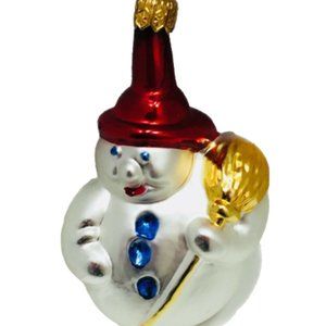 Vintage Snowman Glass Christmas Ornament 23704